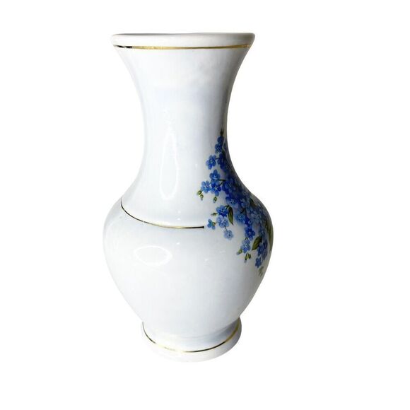 Vintage Mexican Pottery Vase Bodegas Oaxaca White Blue Ceramic Glaze Floral - Picture 4 of 16